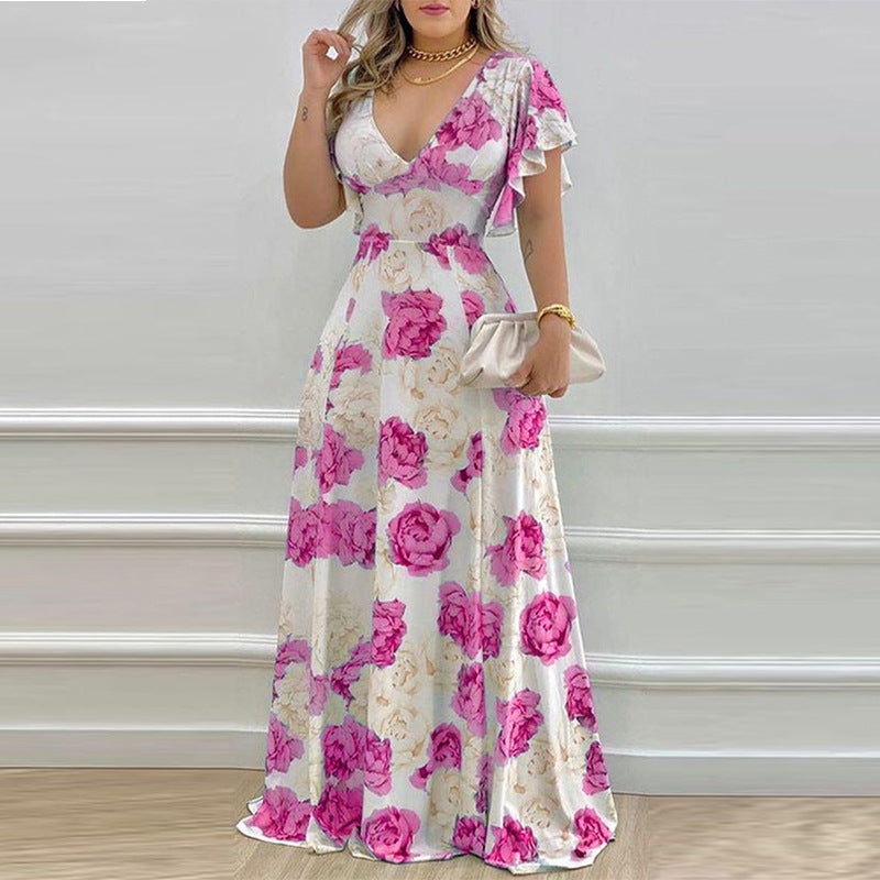 Damen Maxikleid mit romantischem Blumenmuster Drune