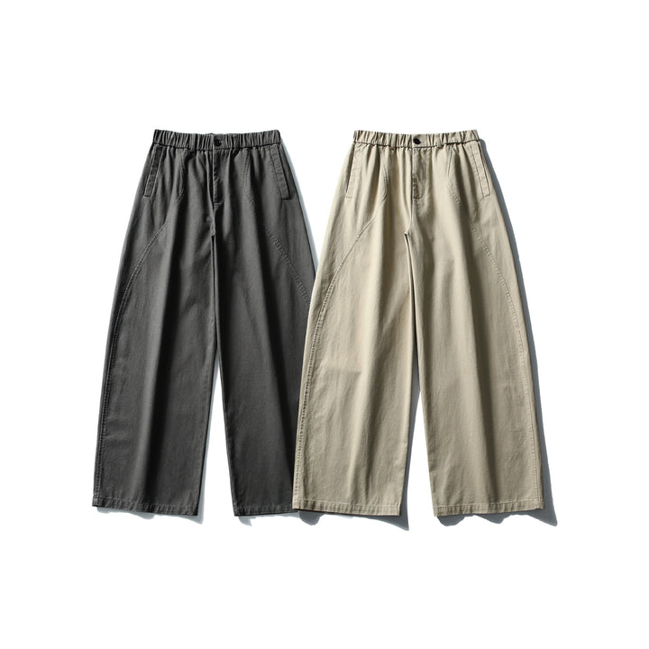 Damen Weite Cropped-Hose mit elastischem Bund und dekorativen Nahtpasse Drune