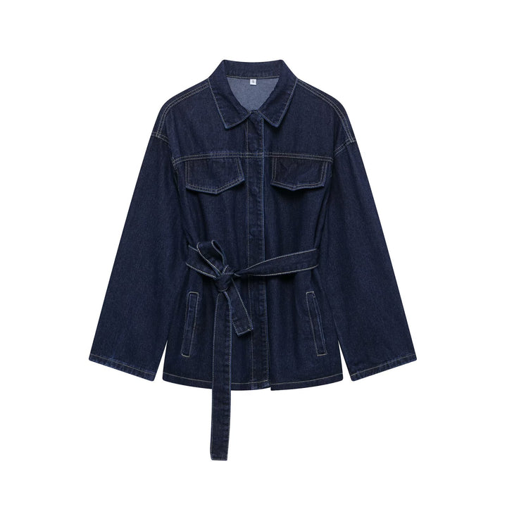Damen nan hochgeschnittene, weit geschnittene Jeans mit geradem Bein und Fünf-Taschen-Details Drune