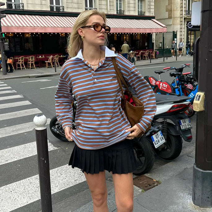 Damen Polo-Shirt mit gestreiftem Design Drune