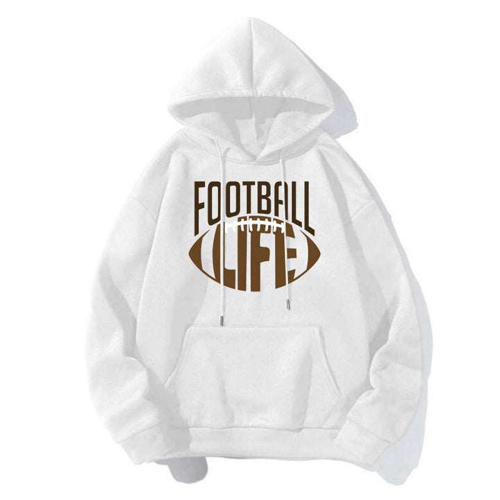 Damen Sportlicher Kapuzenpullover mit Football-Motiv Drune