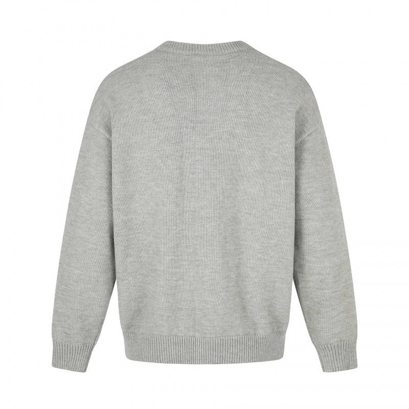 Unisex Boxy-Strickcardigan mit Rundhalsausschnitt und durchgehender Knopfleiste Drune