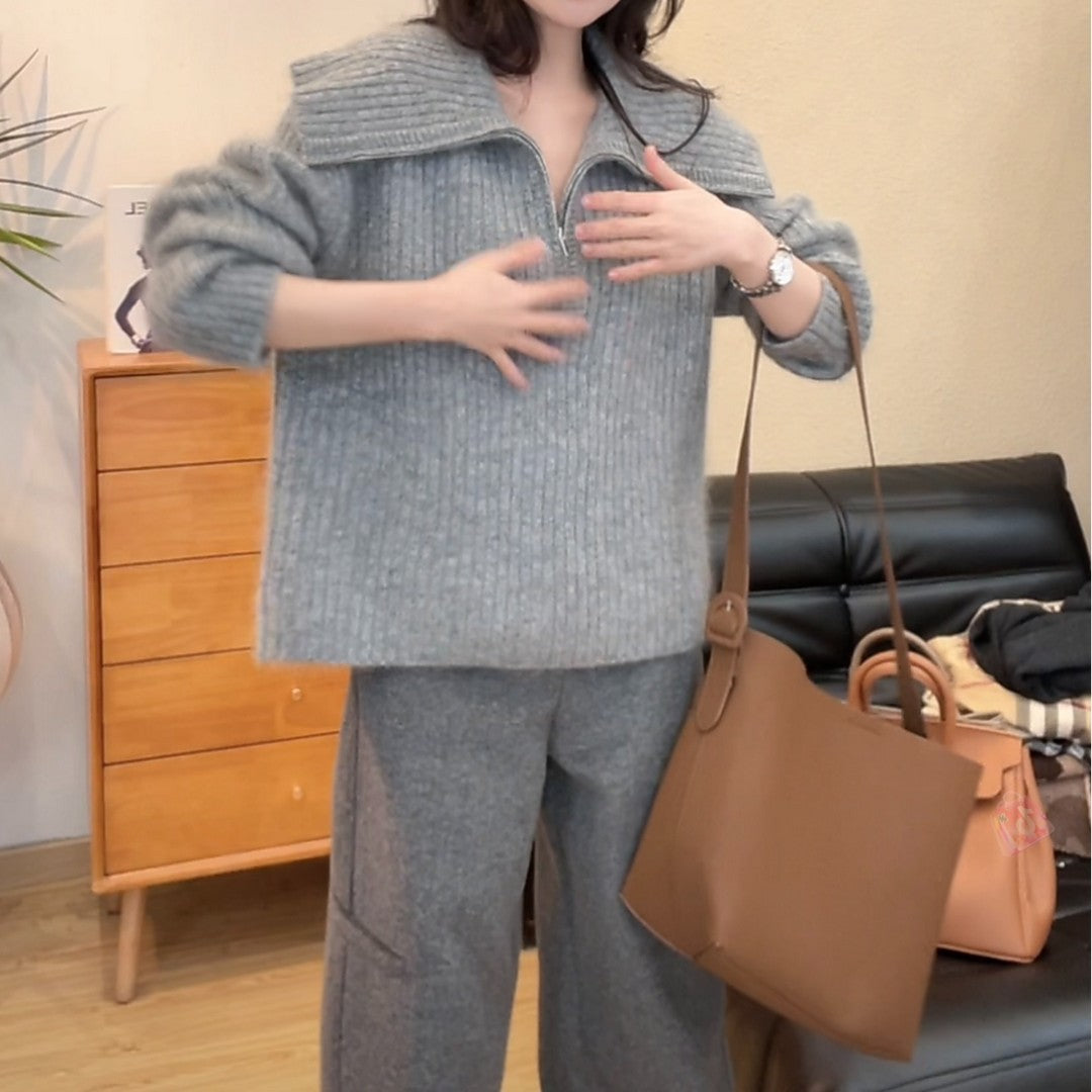 Damen Strickpullover mit weitem Ausschnitt und lässigem Schnitt Drune