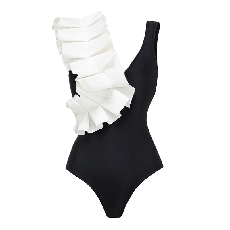 Damen Badeanzug Set mit modischem Wickelrock und eleganter Rüschen-Top Drune
