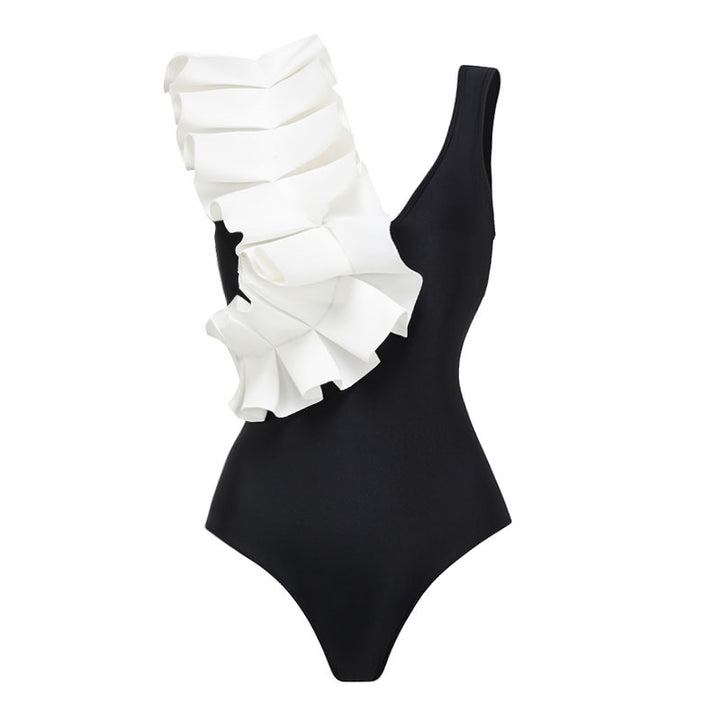 Damen Badeanzug Set mit modischem Wickelrock und eleganter Rüschen-Top Drune