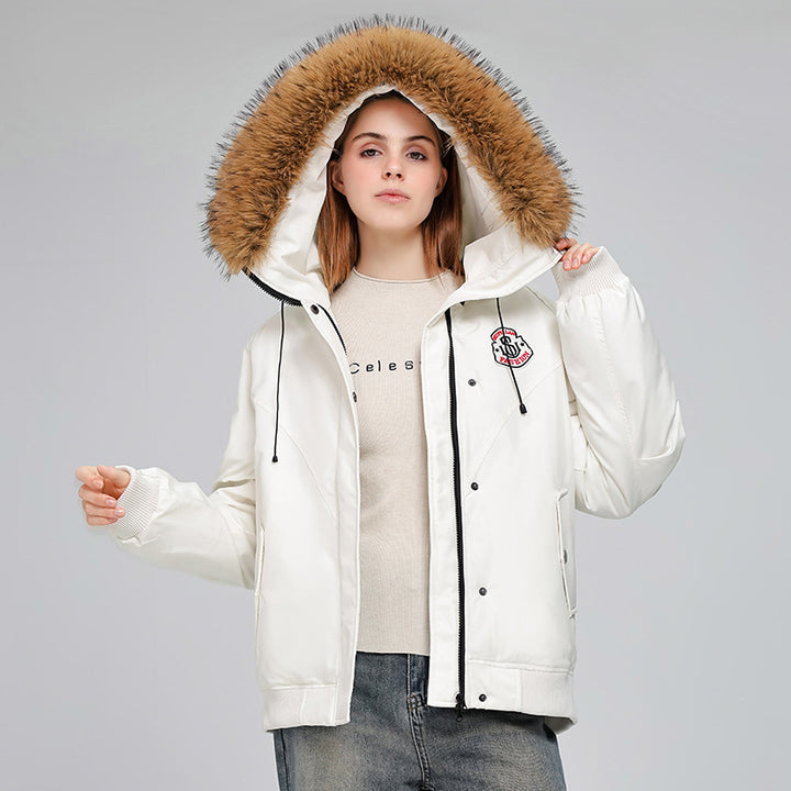 Damen Sportliche Pufferjacke mit abnehmbarem Kunstfellkragen und praktischen Taschen Drune