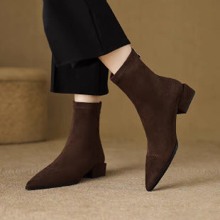 Damen Elegante spitze Stiefeletten mit flexiblem Schaft Drune