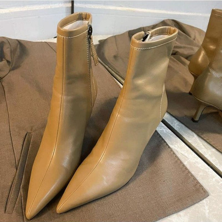 Damen knöchelhohe Stretch-Stiefelette mit spitzer Zehenpartie und schlankem Sculpted-Absatz Drune