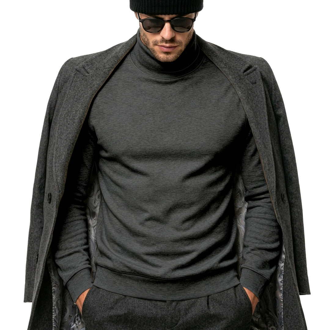 Herren Eleganter Baumwoll-Mix Rollkragenpullover Slim Fit Drune