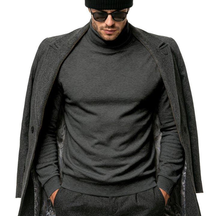 Herren Eleganter Baumwoll-Mix Rollkragenpullover Slim Fit Drune