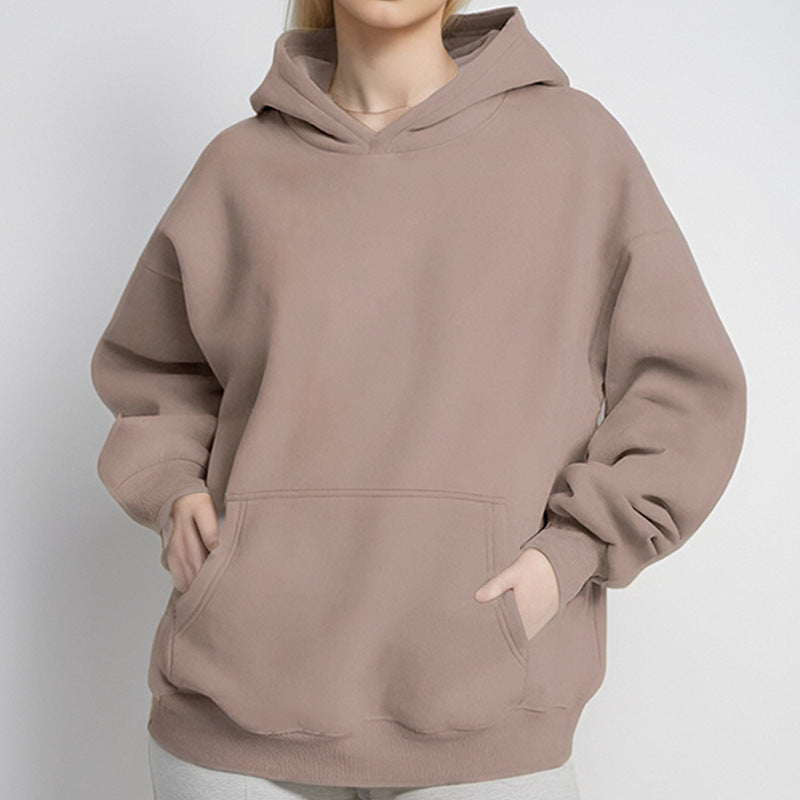 Damen nan extraweites Boxy-Kapuzenpullover mit tiefer Schulterpassform, Känguru-Eingrifftasche und angerauter Innenseite Drune