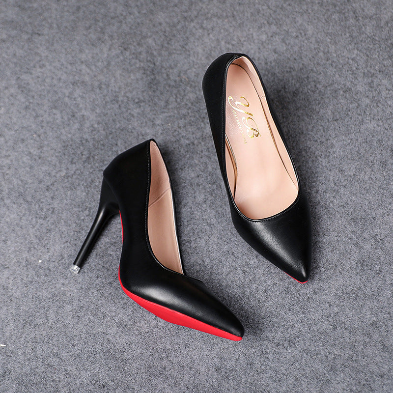 Damen spitze Stiletto-Pumps mit roter Sohle und Lederoptik Drune