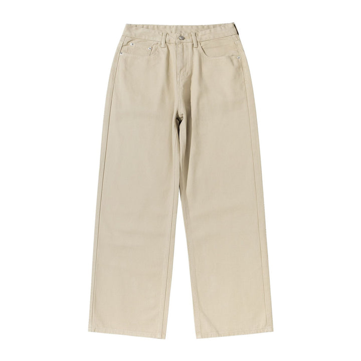 Damen Weite Cropped-Hose mit hohem Bund, geradem Bein und Five-Pocket-Design Drune