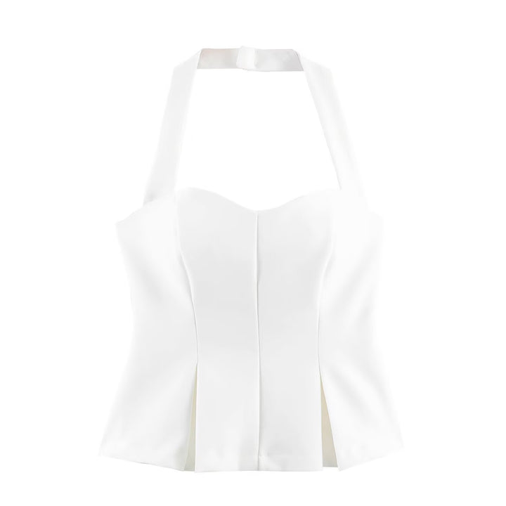 Damen Haltertop mit elegantem Taillenschnitt und feinen Plisseedetails Drune