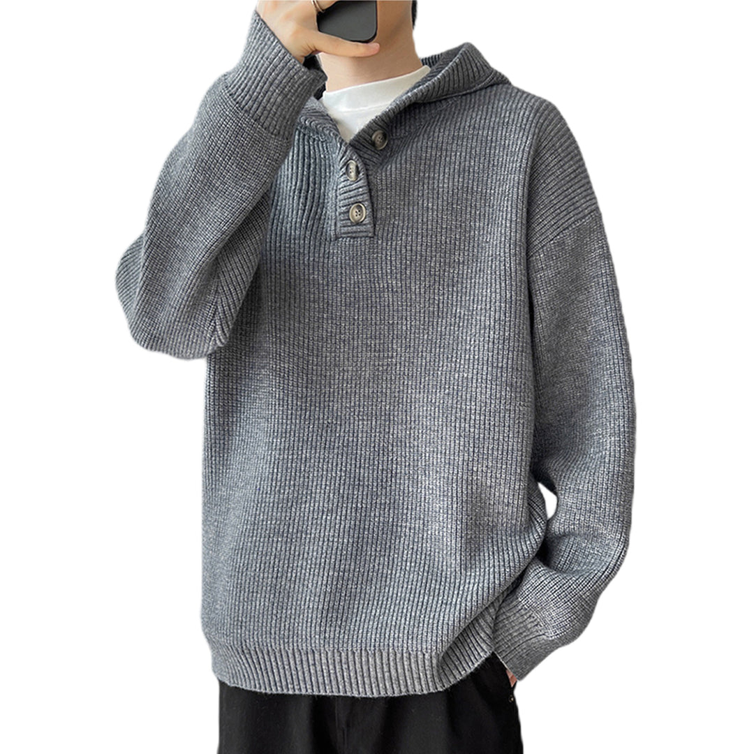 Herren Gemütlicher Hoodie mit Knopfdetails und Rippenstruktur Drune
