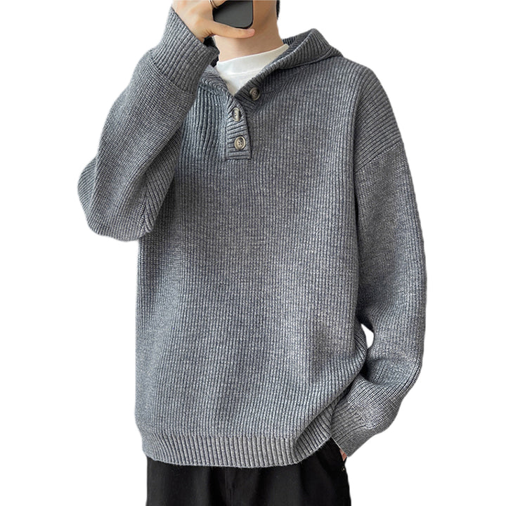 Herren Gemütlicher Hoodie mit Knopfdetails und Rippenstruktur Drune
