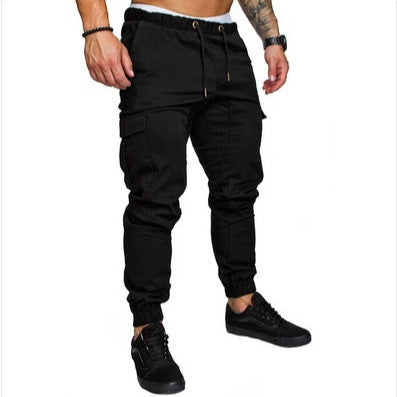 Herren nan taillierter Cargo-Jogger mit elastischem Bund, Kordelzug und aufgesetzten Taschen Drune