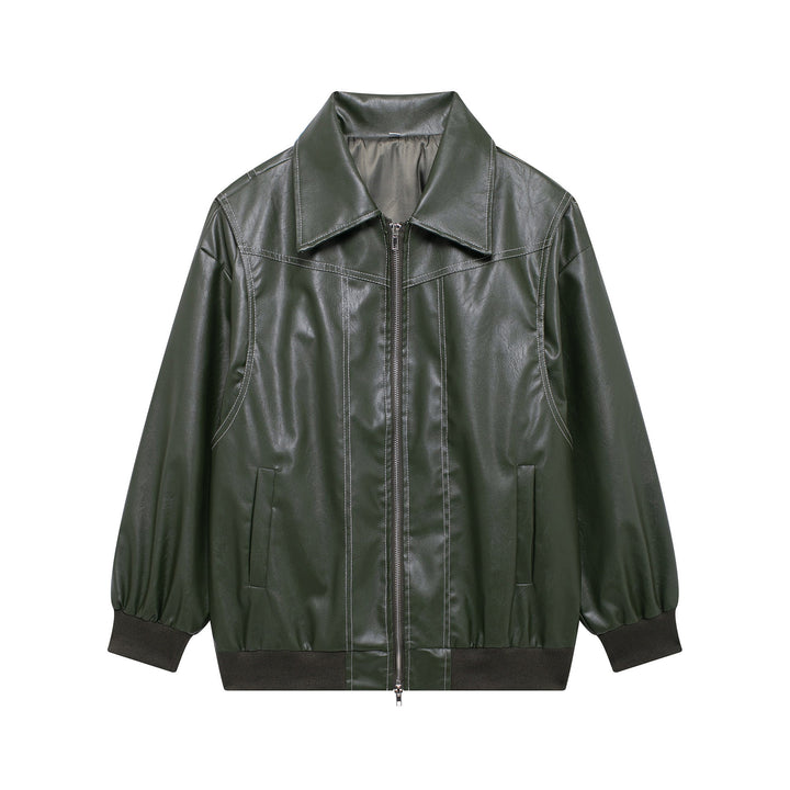 Drune | Damen Faux Leder Jacke Elastische Ärmel