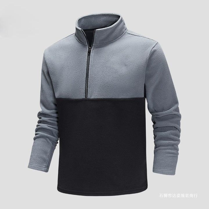 Herren Halbzip-Fleecepullover mit Stehkragen, Colorblock-Design & atmungsaktiver Mikrofleece-Qualität Drune