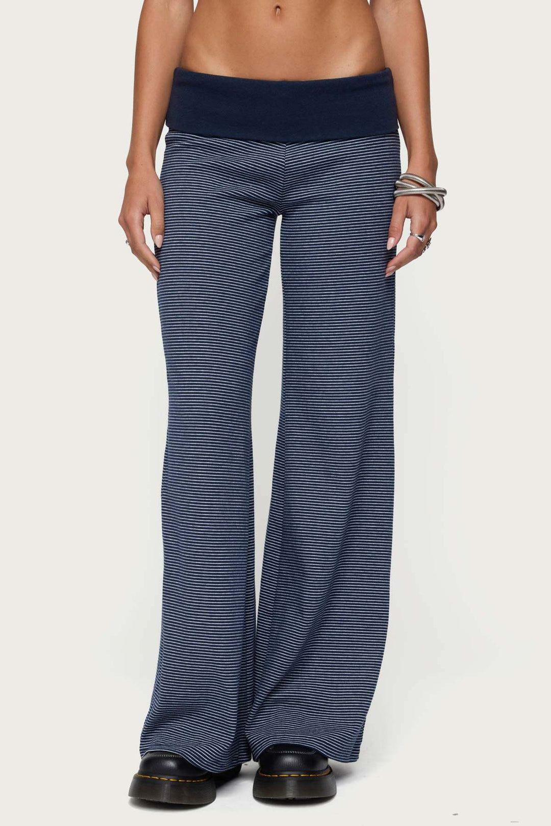 Damen weite Lounge-Hose mit elastischem Bund und maritimem Streifenmuster Drune