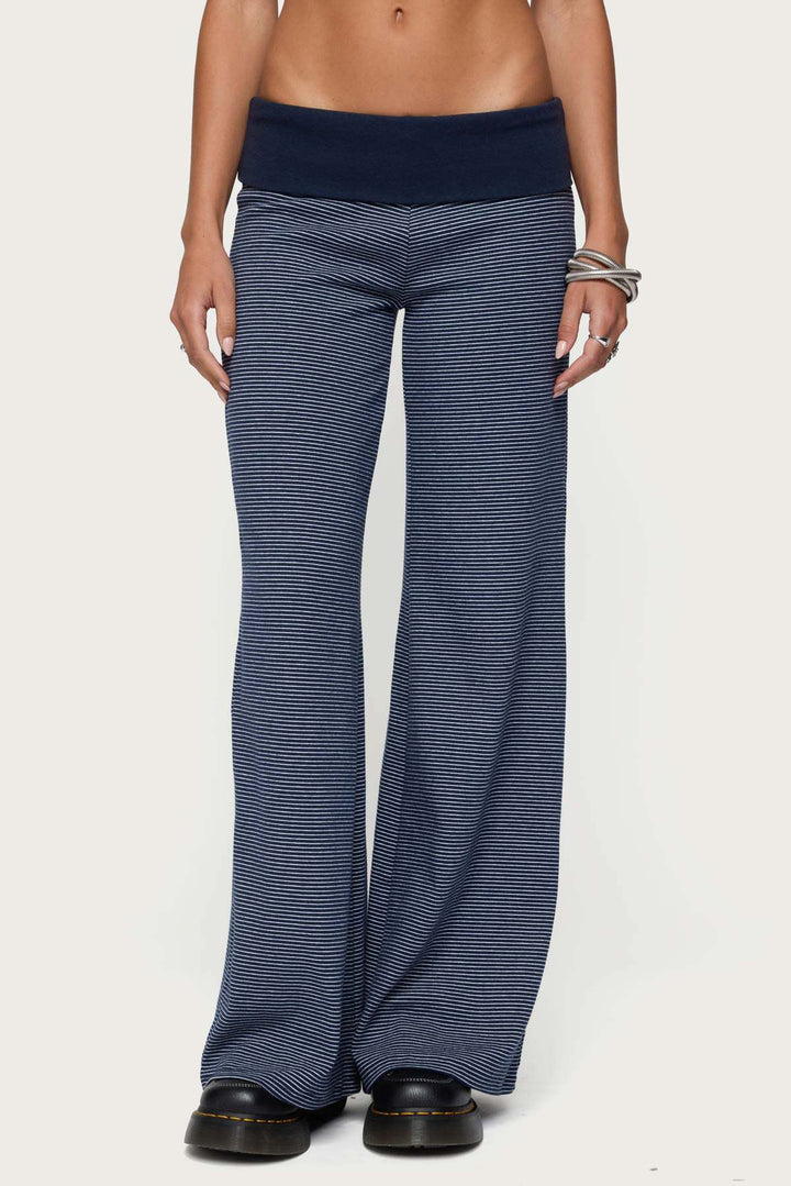 Damen weite Lounge-Hose mit elastischem Bund und maritimem Streifenmuster Drune