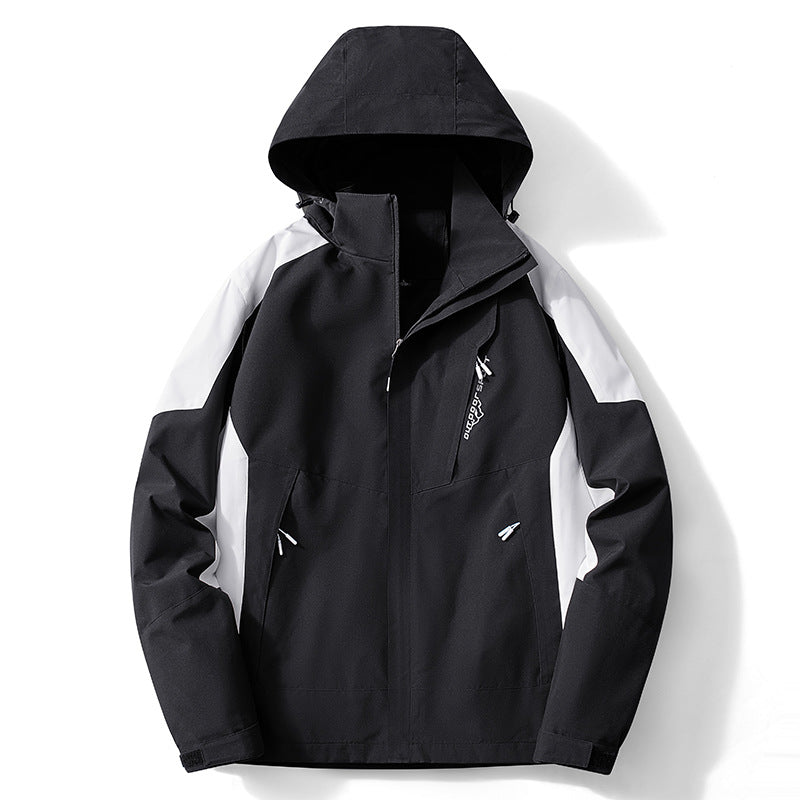 Herren Colorblock Softshell-Trekkerjacke mit Kapuze, verdeckten Reißverschlüssen und seitlichen Eingrifftaschen Drune