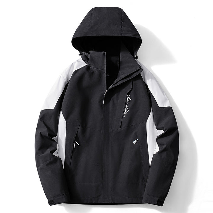 Herren Colorblock Softshell-Trekkerjacke mit Kapuze, verdeckten Reißverschlüssen und seitlichen Eingrifftaschen Drune