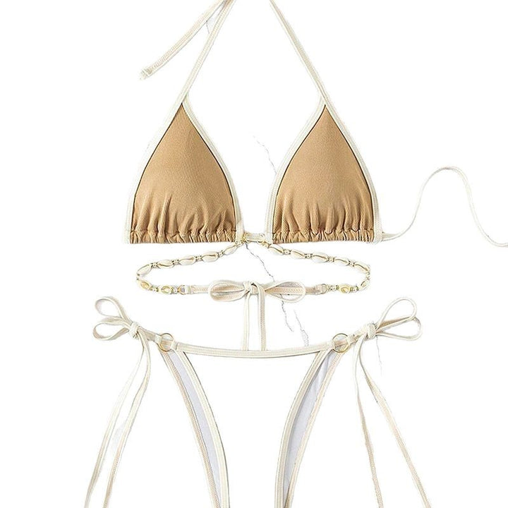 Damen Triangel-Bikini mit verstellbaren Trägern und modischen Akzenten Drune