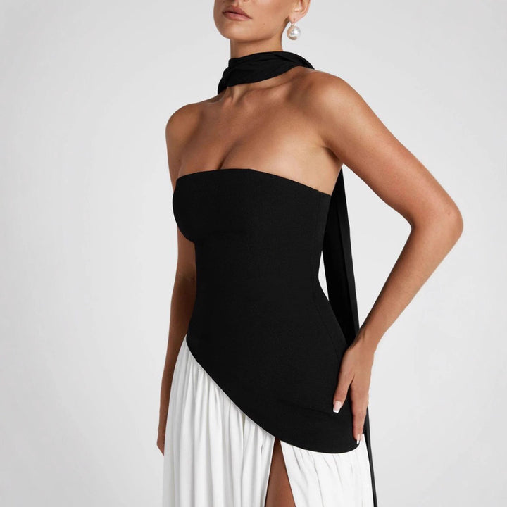 Damen Hochwertiges Abendkleid mit asymmetrischem Schnitt und elegantem Schlitz Drune