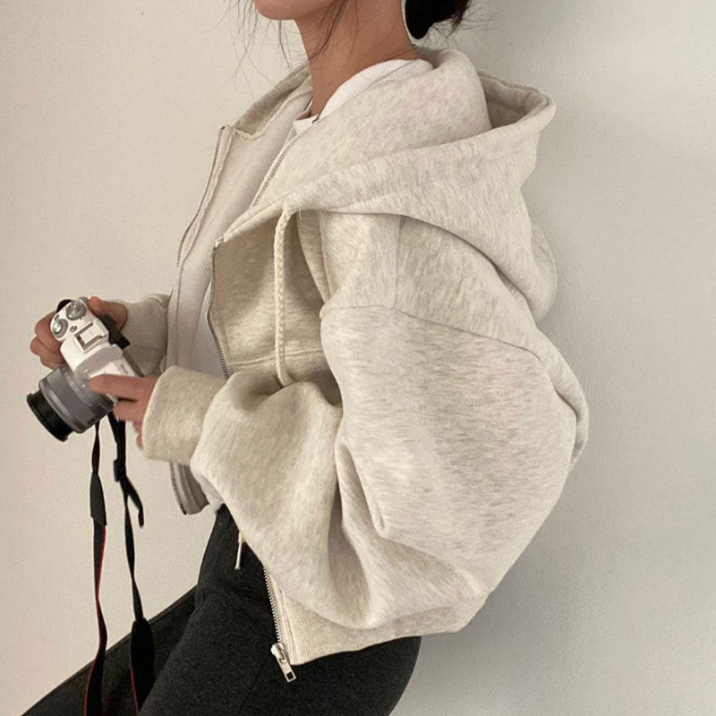 Damen lässiger Zip-Hoodie mit oversized Schnitt und praktischen Taschen Drune