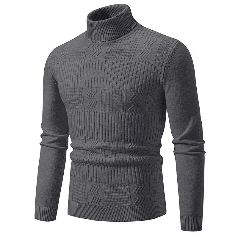 Herren nan strukturierter Rollkragenpullover aus feinem Strickmix mit körpernaher Passform Drune