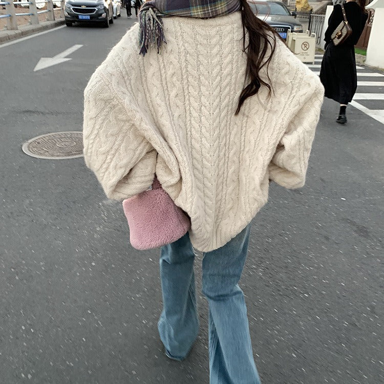 Damen Strickpullover mit voluminösen Ärmeln Drune