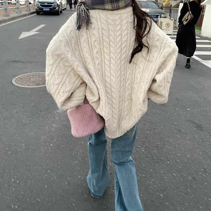 Damen Strickpullover mit voluminösen Ärmeln Drune