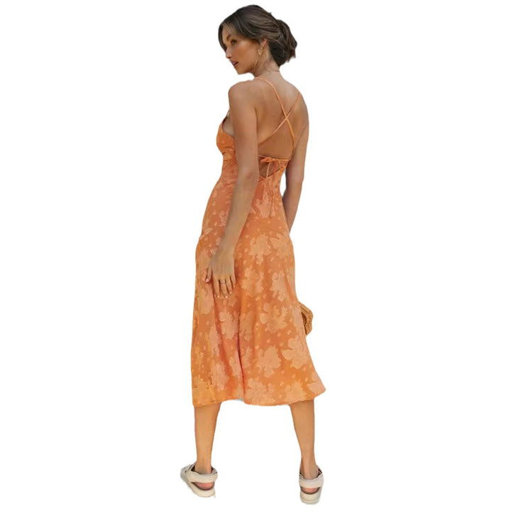 Damen elegantes Satin-Maxikleid mit raffinierten Details und seitlichem Schlitz Drune