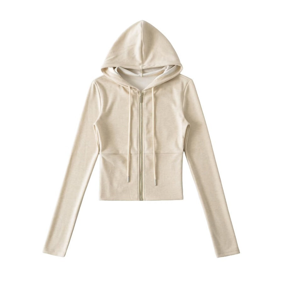 Damen Crop-Hoodie mit praktischem Reißverschluss und sportlichem Design Drune