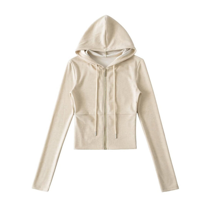 Damen Crop-Hoodie mit praktischem Reißverschluss und sportlichem Design Drune