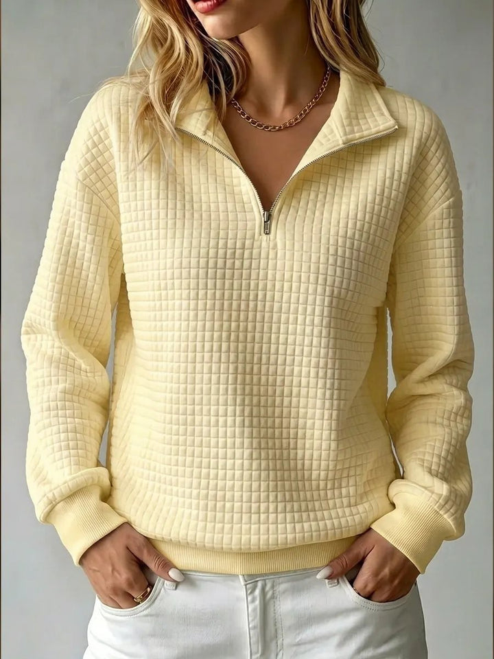 Damen Stepp-Fleece-Pullover mit halbem Reißverschluss und Stehkragen Drune