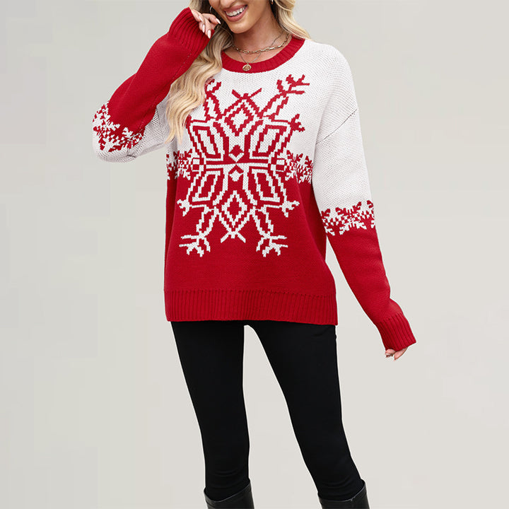 Damen Oversized Weihnachtsstrickpullover Drune