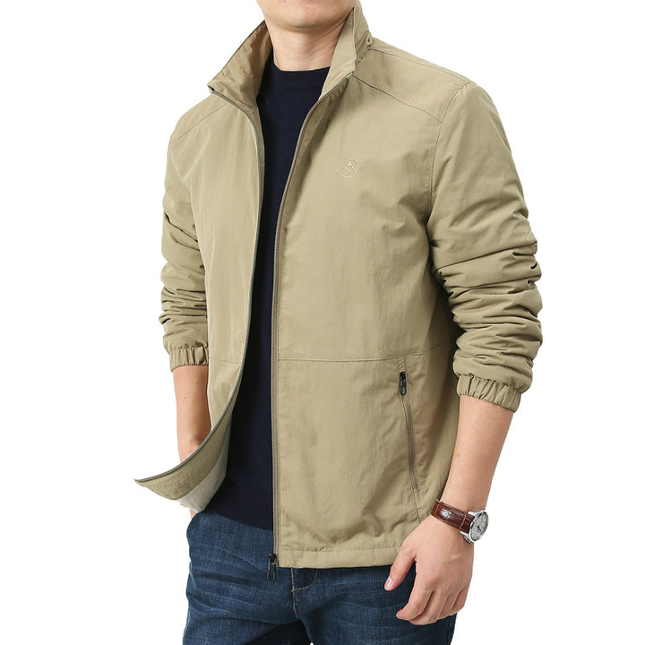 Herren Leichte Windjacke mit Stehkragen, Zwei Reißverschlusstaschen und elastischen Bündchen Drune
