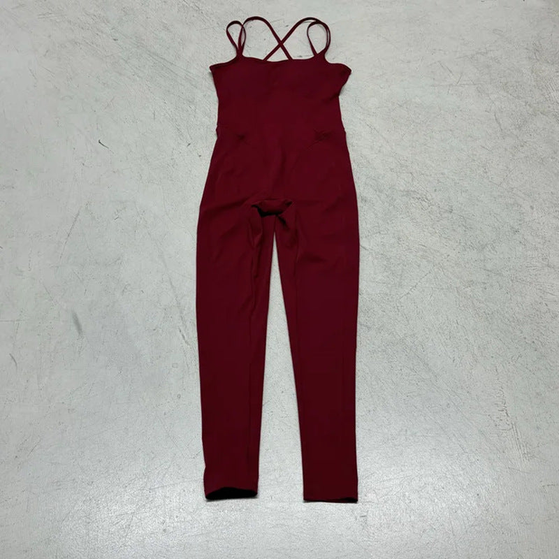 Damen Sportlicher Jumpsuit mit verstellbaren Trägern und körperbetontem Schnitt Drune