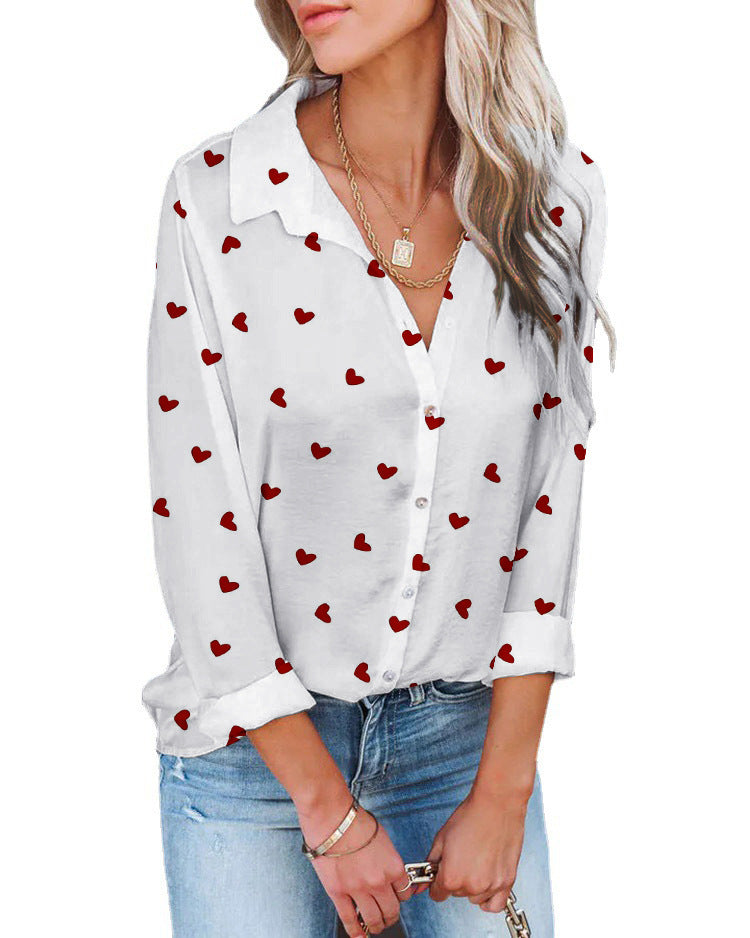 Damen Bluse mit romantischem Lippenmotiv und lässigem Schnitt Drune