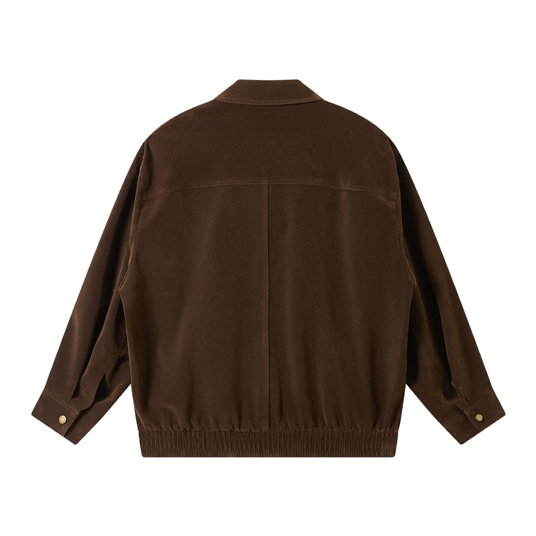 Herren Kurz geschnittener Wildlederoptik Blouson mit elastischem Saum und Pattentaschen Drune