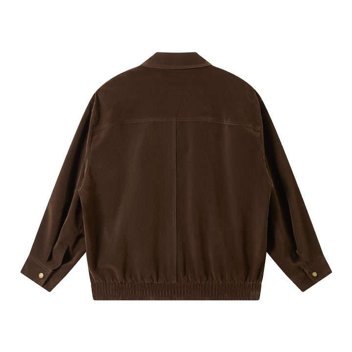 Herren Kurz geschnittener Wildlederoptik Blouson mit elastischem Saum und Pattentaschen Drune