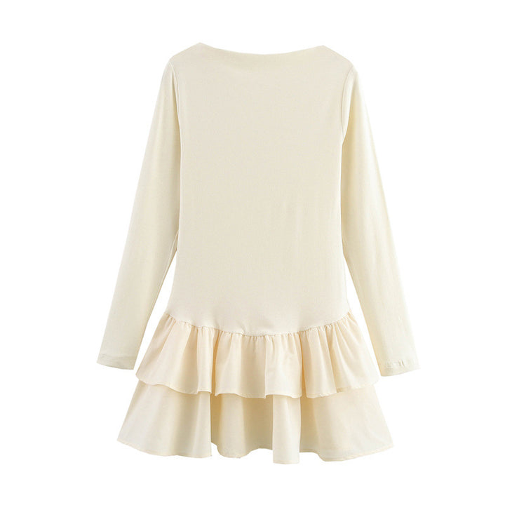 Damen Figurbetontes Minikleid mit Stufenvolants und U‑Boot‑Ausschnitt Drune