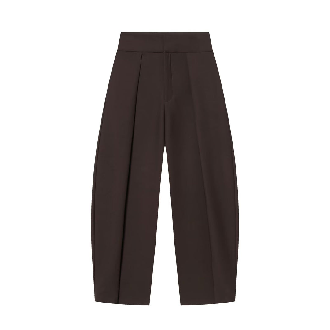 Damen Hochtaillierte Plissée-Hose mit weitem Bein und markanten Vorderfalten Drune