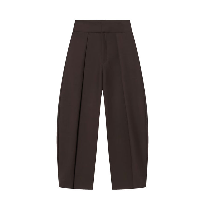 Damen Hochtaillierte Plissée-Hose mit weitem Bein und markanten Vorderfalten Drune