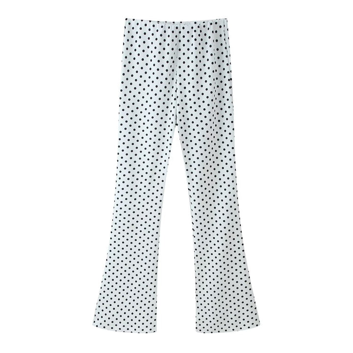 Damen Hochtaillierte Flare-Hose mit Gummibund und Polka-Dot-Print Drune