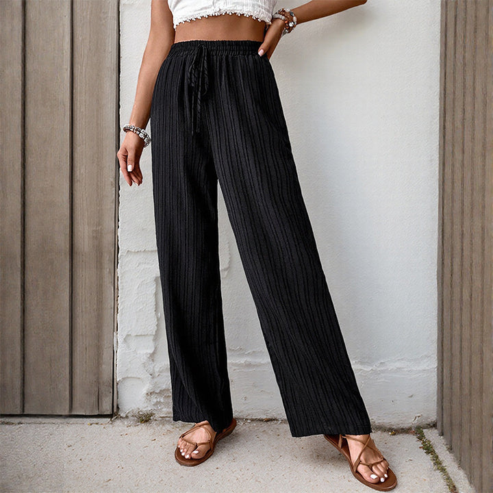 Damen Weite Sommerhose aus leichtem Crinkle‑Stoff mit elastischem Bund und Tunnelzug Drune
