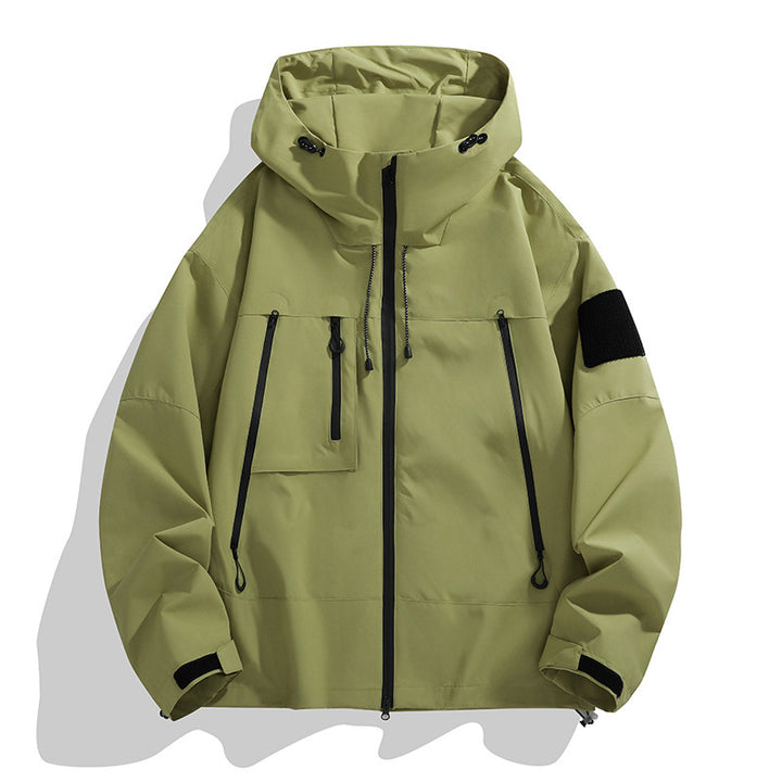 Herren technische Outdoor-Jacke mit verstellbarem Kapuzendesign und multifunktionalen Taschen Drune