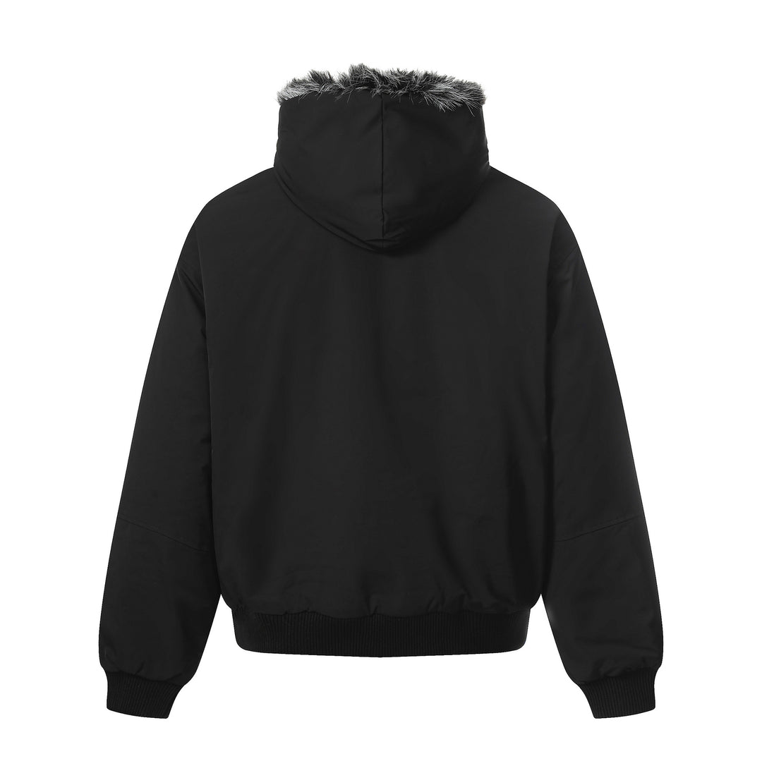 Herren Kurzboxy Bomberjacke im Aviator‑Look mit abnehmbarem Kunstfellkragen Drune
